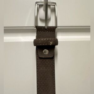 Gray Textured Belt with Silver Buckle